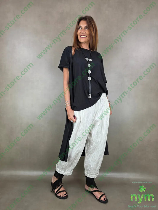 pantalone cotone righe sottili 100co - PANTALONE