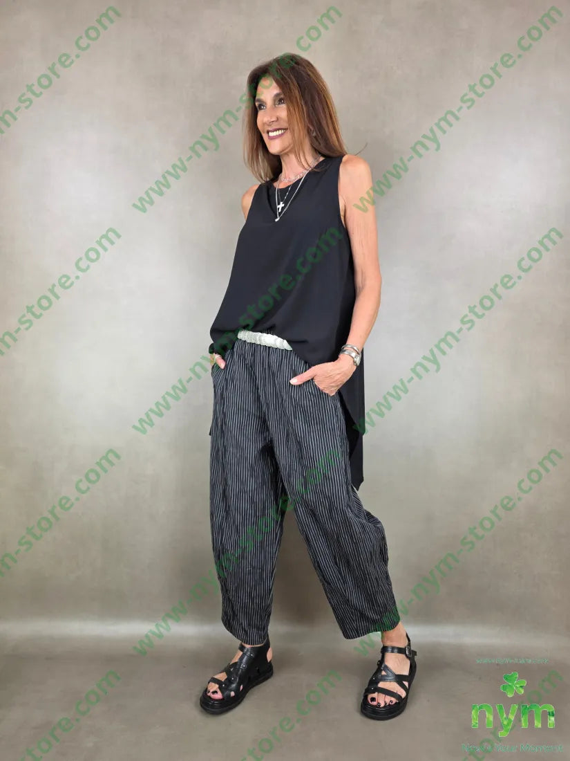 pantalone cotone righe sottili 100co - PANTALONE