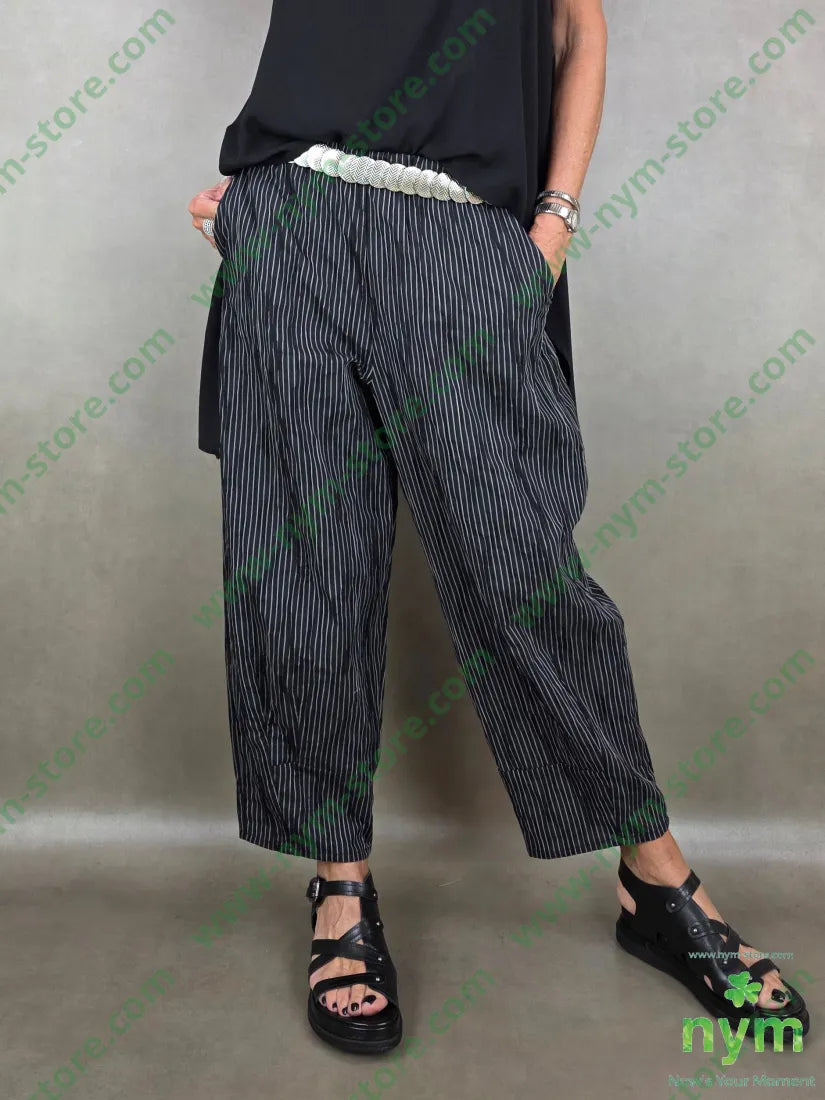 pantalone cotone righe sottili 100co - U / NERO / PE26 - PANTALONE