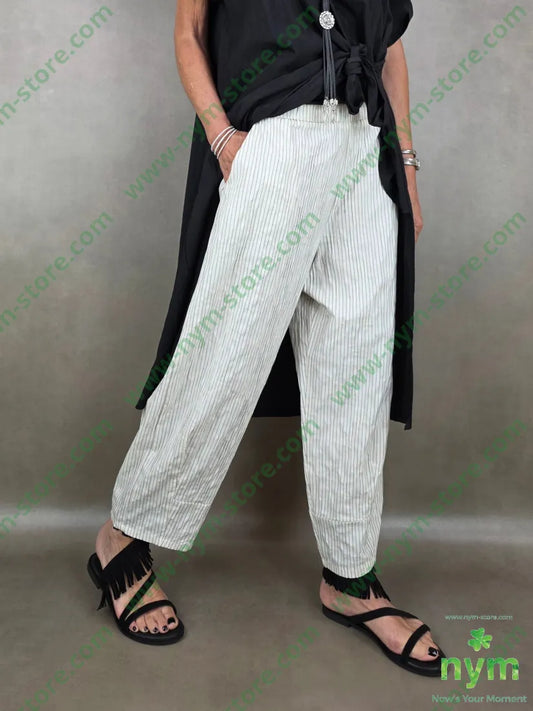 pantalone cotone righe sottili 100co - U / PANNA / PE26 - PANTALONE