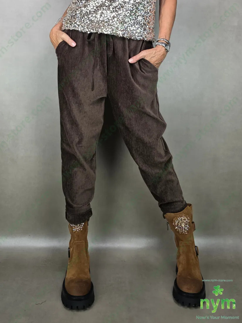 pantalone coulisse ciniglia 98pl2ea U / MARRONE / AI25 PANTALONE