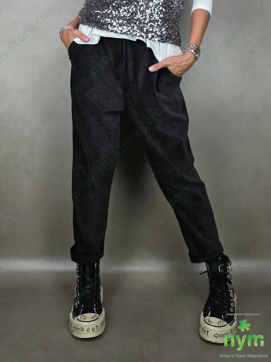 pantalone coulisse ciniglia 98pl2ea U / NERO / AI25 PANTALONE