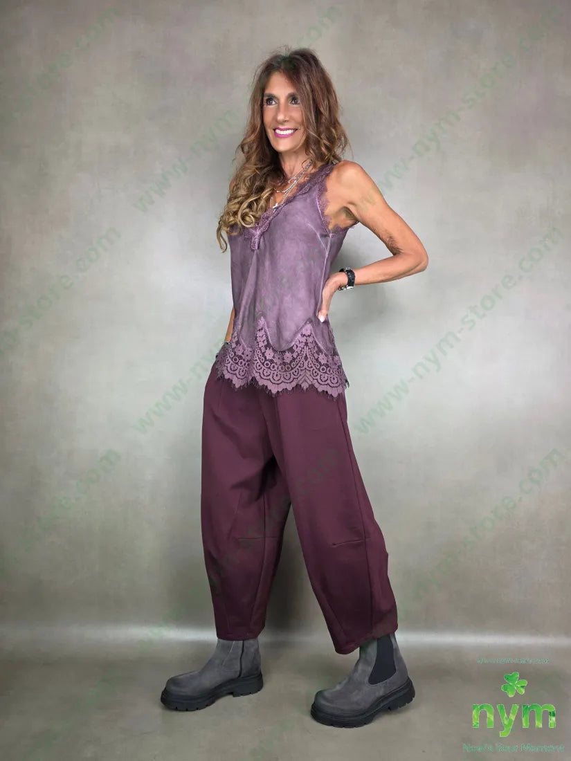 pantalone cuciture fondo ad anfora pm 65vi30ny5ea U / BORDO / AI25 PANTALONE
