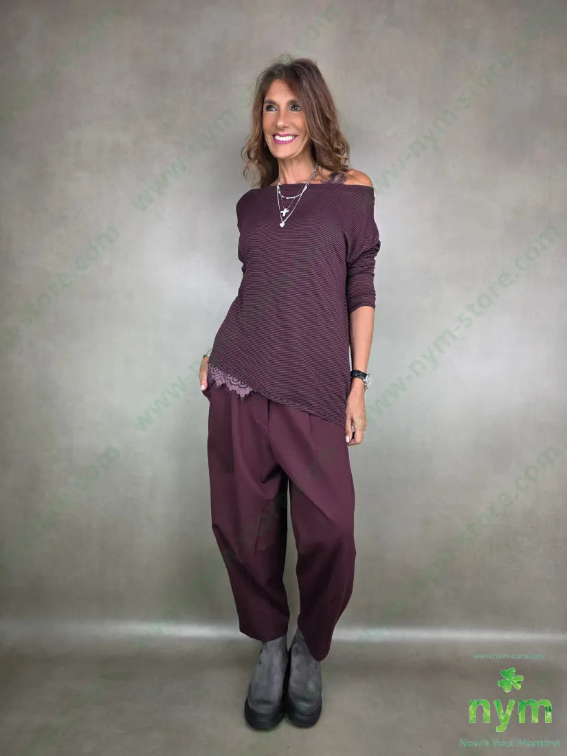 pantalone cuciture fondo ad anfora pm 65vi30ny5ea U / BORDO / AI25 PANTALONE