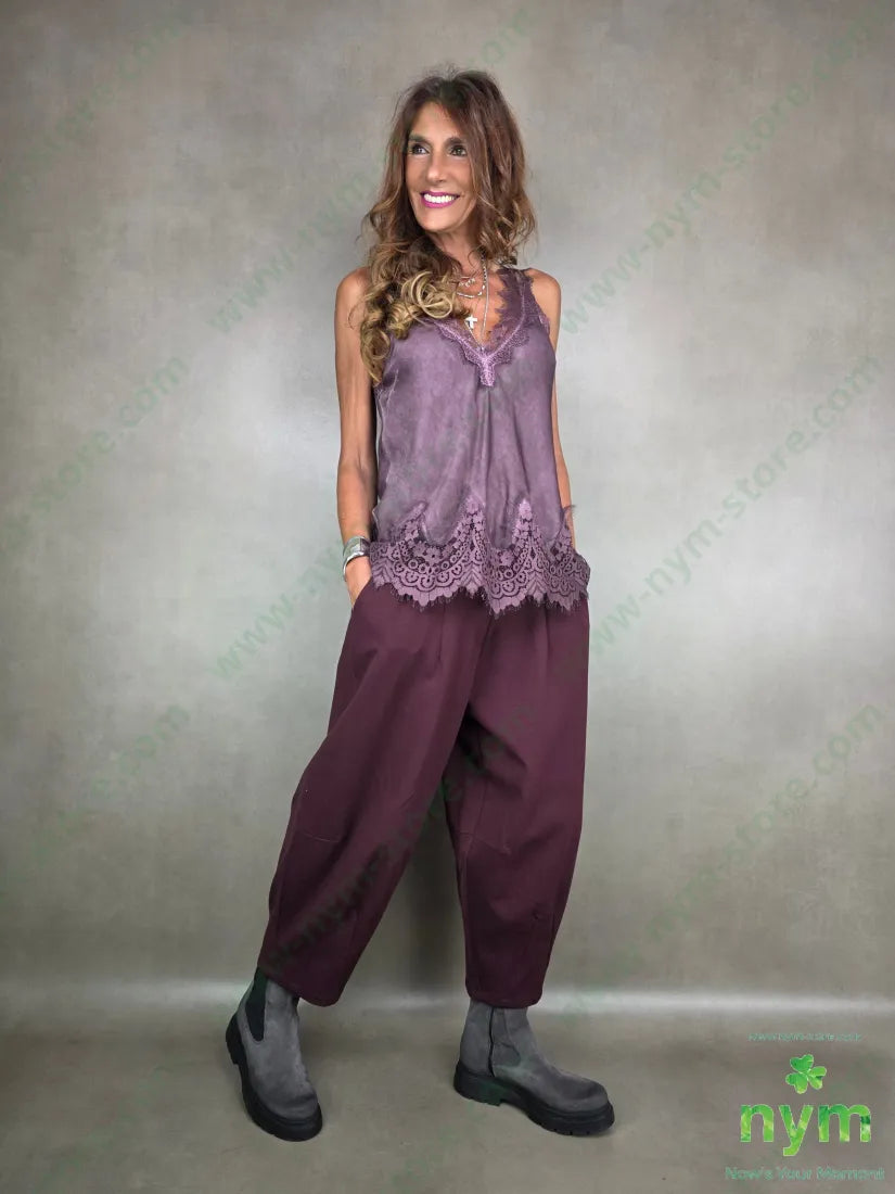 pantalone cuciture fondo ad anfora pm 65vi30ny5ea U / BORDO / AI25 PANTALONE