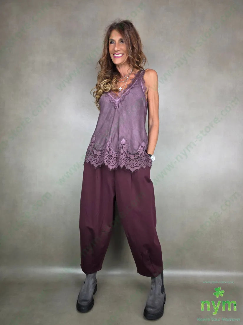 pantalone cuciture fondo ad anfora pm 65vi30ny5ea U / BORDO / AI25 PANTALONE
