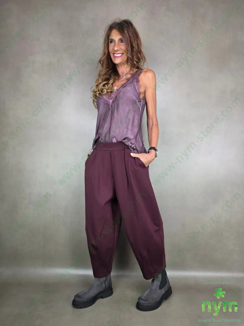 pantalone cuciture fondo ad anfora pm 65vi30ny5ea U / BORDO / AI25 PANTALONE