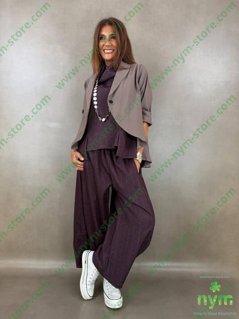 pantalone denim gessato 64vi31pl5ea - PANTALONE