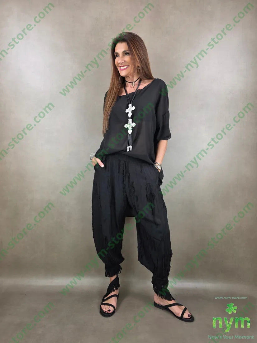 pantalone destroyed dettaglio imbuto 50tc35vi15li - PANTALONE