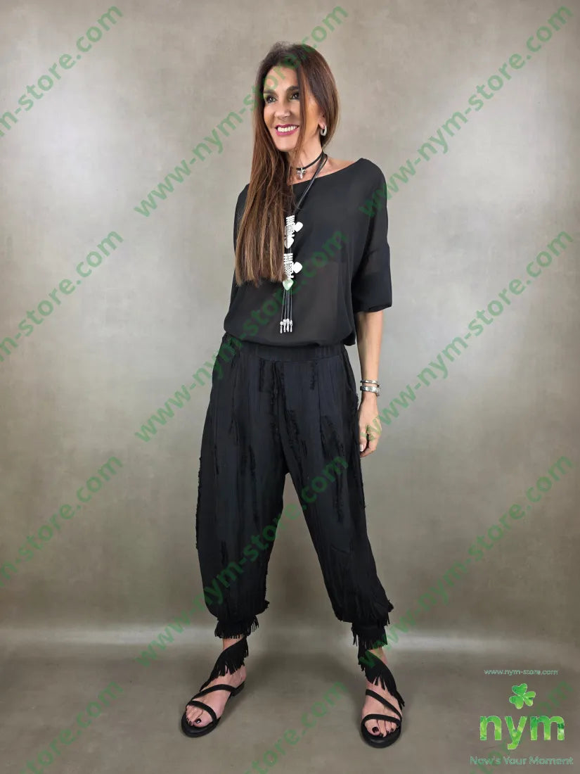 pantalone destroyed dettaglio imbuto 50tc35vi15li - PANTALONE