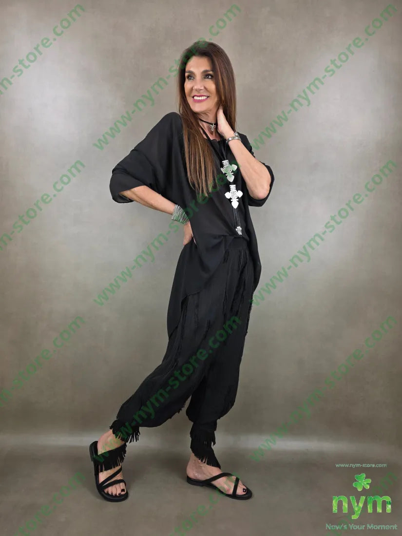 pantalone destroyed dettaglio imbuto 50tc35vi15li - PANTALONE