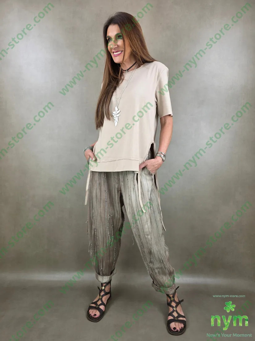 pantalone destroyed dettaglio imbuto 50tc35vi15li - PANTALONE