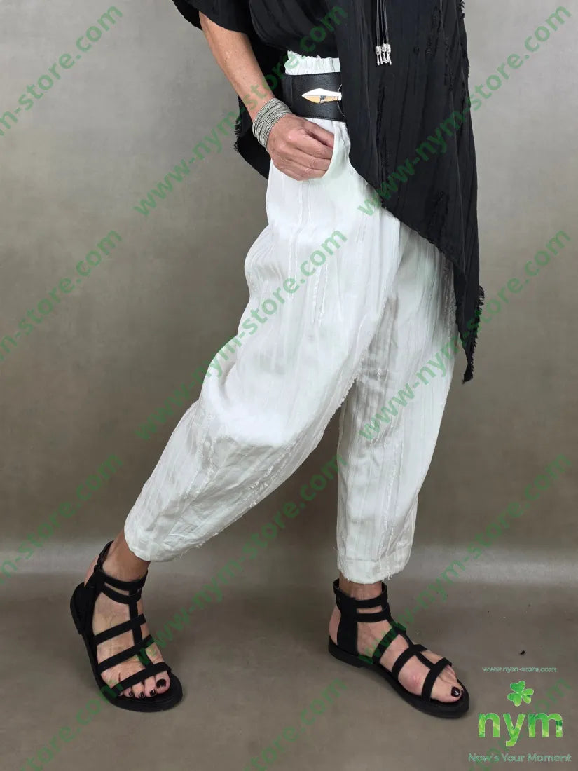 pantalone destroyed dettaglio imbuto 50tc35vi15li - U / PANNA / PE26 - PANTALONE