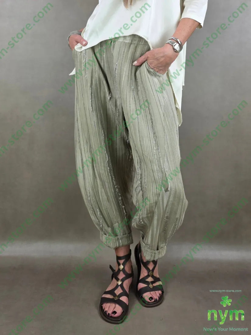 pantalone destroyed dettaglio imbuto 50tc35vi15li - U / SALVIA / PE26 - PANTALONE