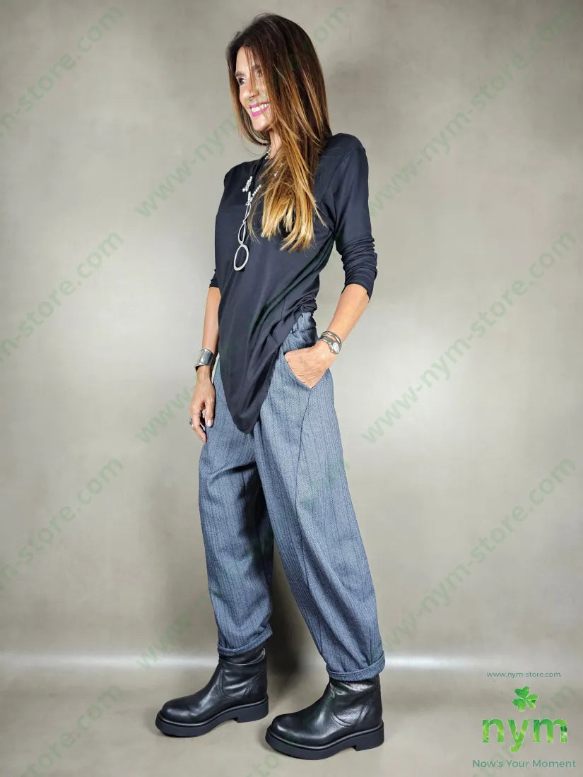 pantalone dettaglio ad imbuto spigato 83pl15vi2ea U / DENIM / AI25 PANTALONE