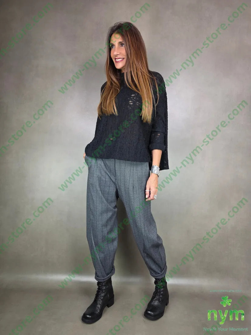 pantalone dettaglio imbuto gessato 65vi30ny5ea PANTALONE