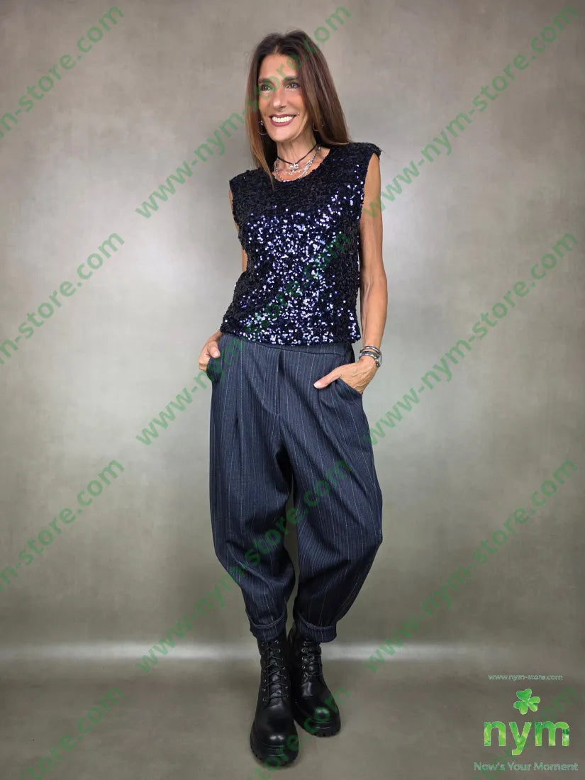 pantalone dettaglio imbuto gessato 65vi30ny5ea PANTALONE