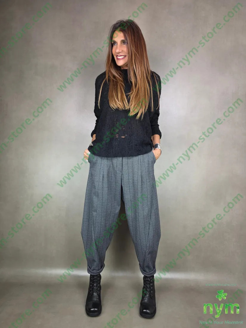 pantalone dettaglio imbuto gessato 65vi30ny5ea PANTALONE