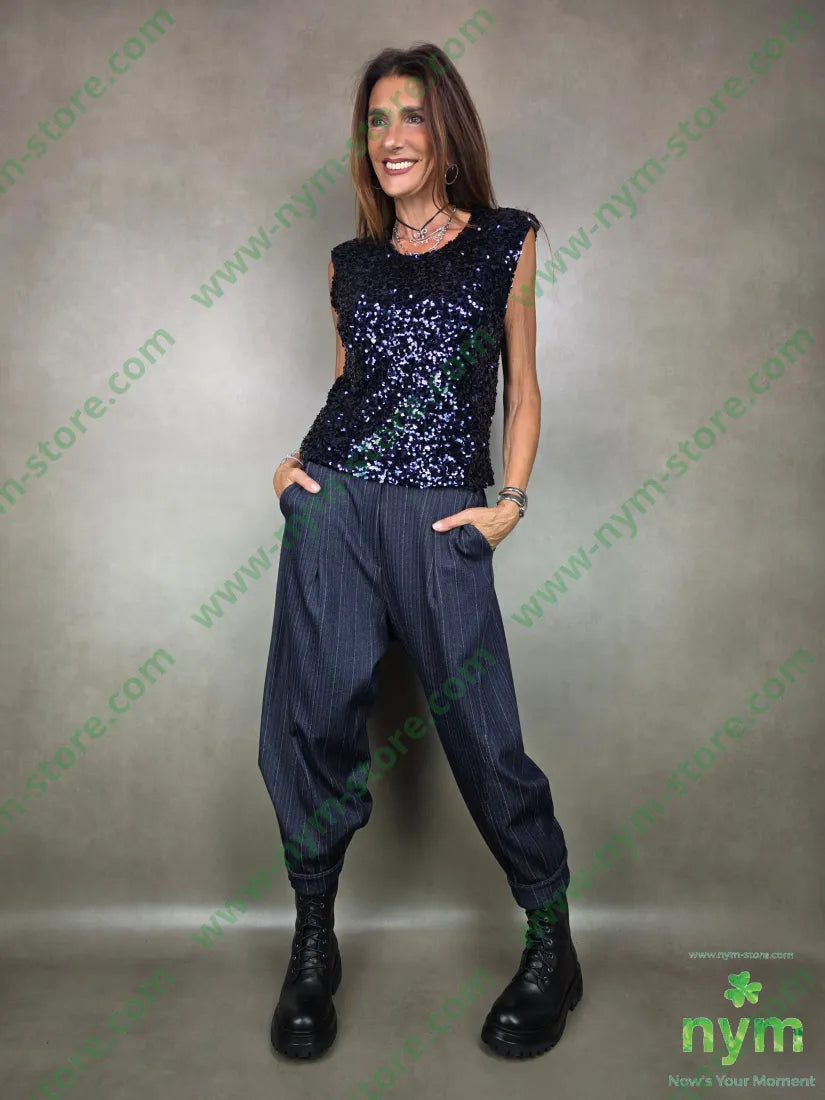 pantalone dettaglio imbuto gessato 65vi30ny5ea PANTALONE