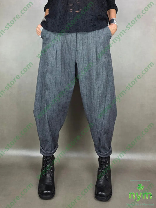 pantalone dettaglio imbuto gessato 65vi30ny5ea U / GRIGIO C. / AI25 PANTALONE