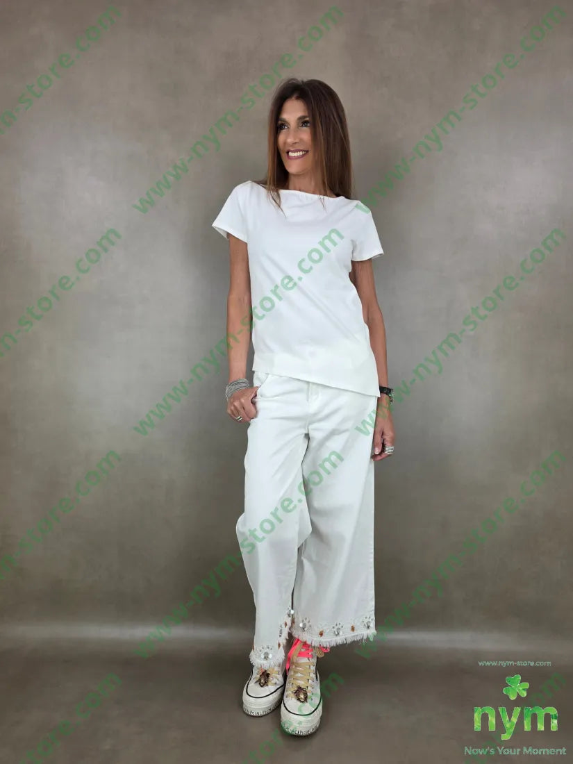 pantalone drill corto ricamo 70co29tc1ea - PANTALONE