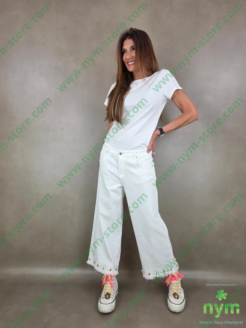 pantalone drill corto ricamo 70co29tc1ea - PANTALONE