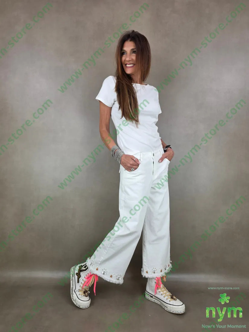 pantalone drill corto ricamo 70co29tc1ea - PANTALONE
