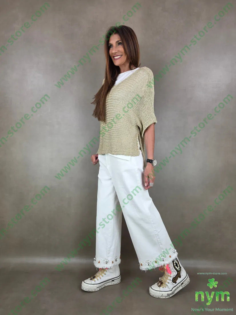 pantalone drill corto ricamo 70co29tc1ea - PANTALONE
