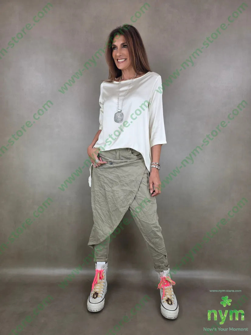 pantalone drill pareo incrociato 98co2ea - PANTALONE