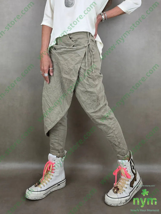 pantalone drill pareo incrociato 98co2ea - S / FANGO S. / PE26 - PANTALONE
