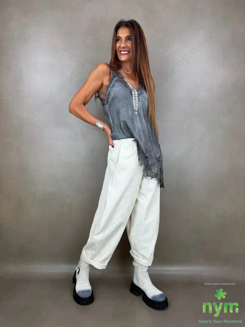 pantalone drill piu corto dietro 100co - PANTALONE