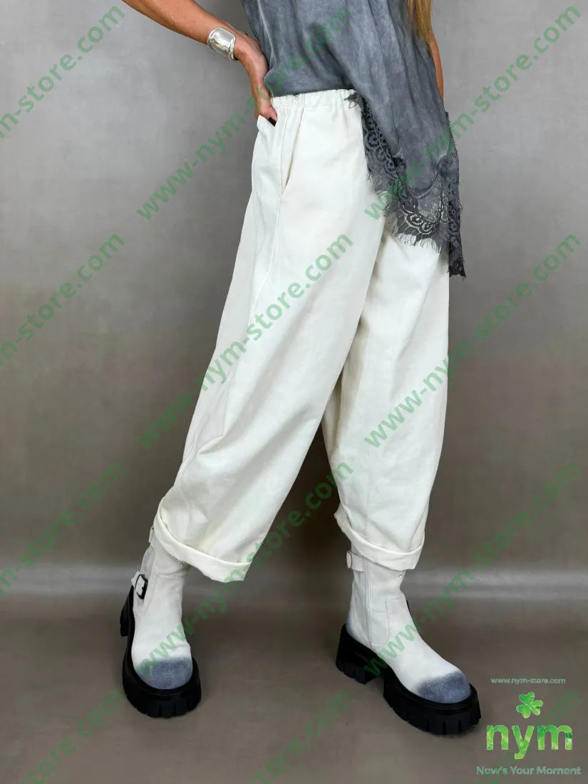 pantalone drill piu corto dietro 100co - PANTALONE