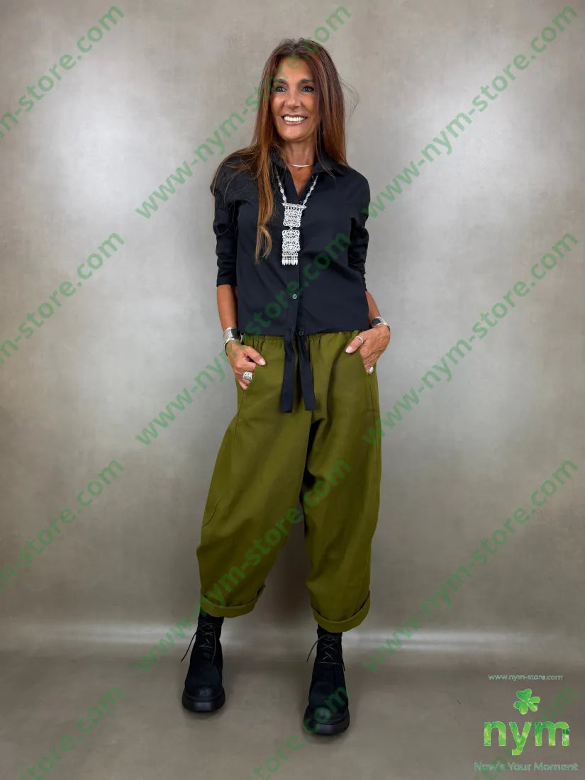 pantalone drill piu corto dietro 100co - PANTALONE