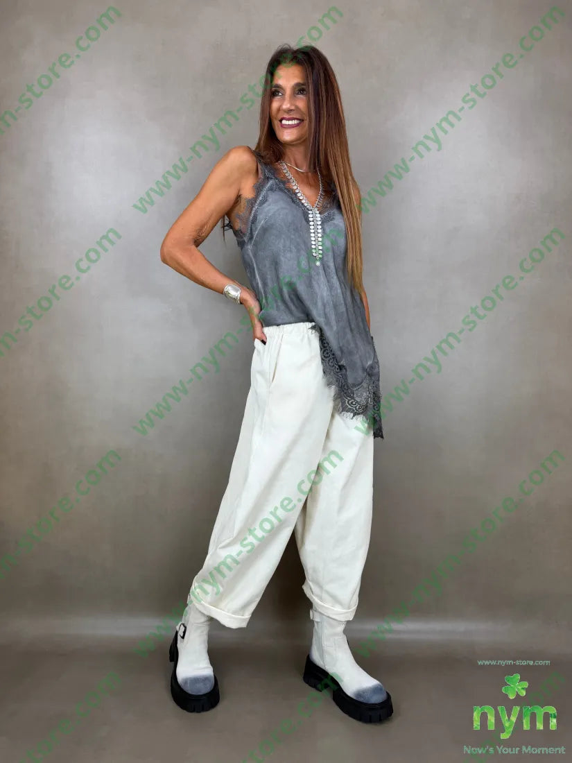 pantalone drill piu corto dietro 100co - PANTALONE