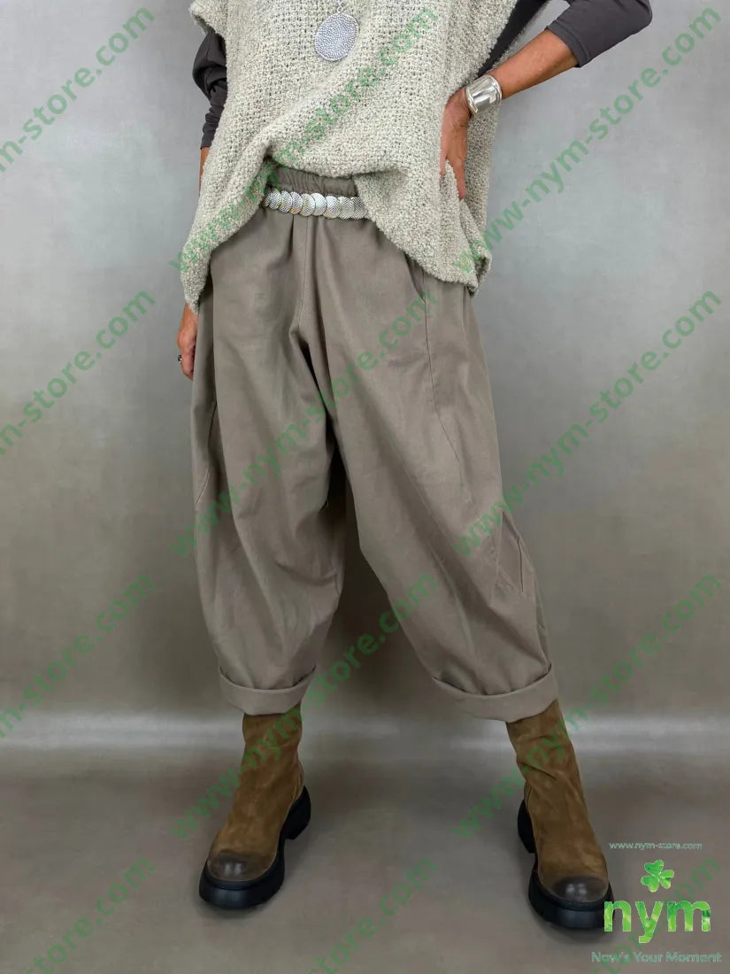 pantalone drill piu corto dietro 100co - U / FANGO / AI26 - PANTALONE