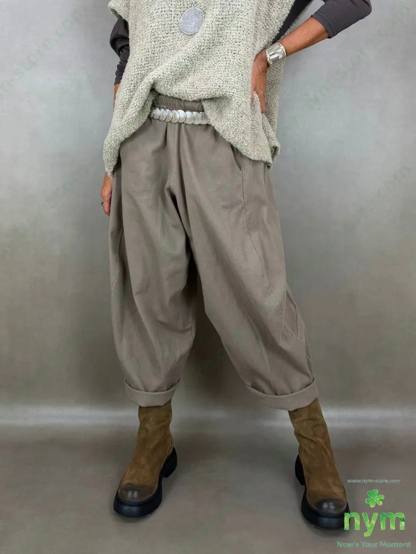 pantalone drill piu corto dietro 100co - U / FANGO / AI26 - PANTALONE