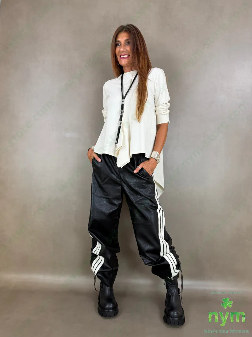 pantalone ecopelle coulisse fondo 55pl45pu - U / NERO / AI26 - PANTALONE