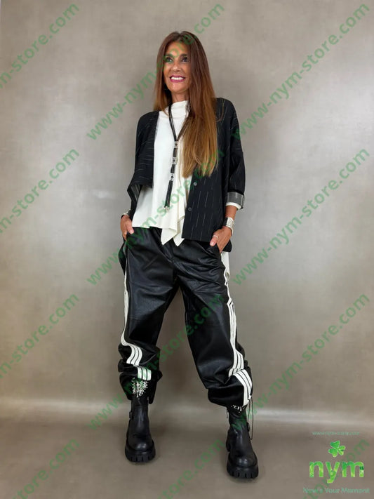 pantalone ecopelle coulisse fondo 55pl45pu - U / NERO / AI26 - PANTALONE