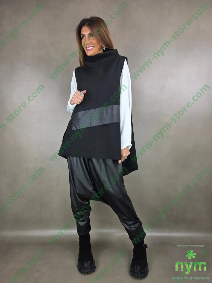 pantalone ecopelle felpato 96pl4ea U / NERO / AI25 PANTALONE