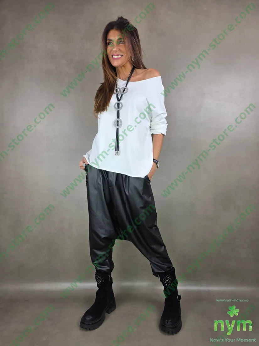 pantalone ecopelle felpato 96pl4ea U / NERO / AI25 PANTALONE