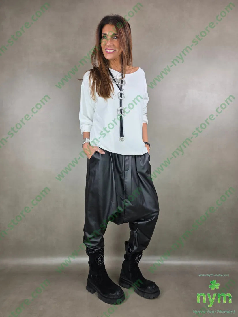 pantalone ecopelle felpato 96pl4ea U / NERO / AI25 PANTALONE