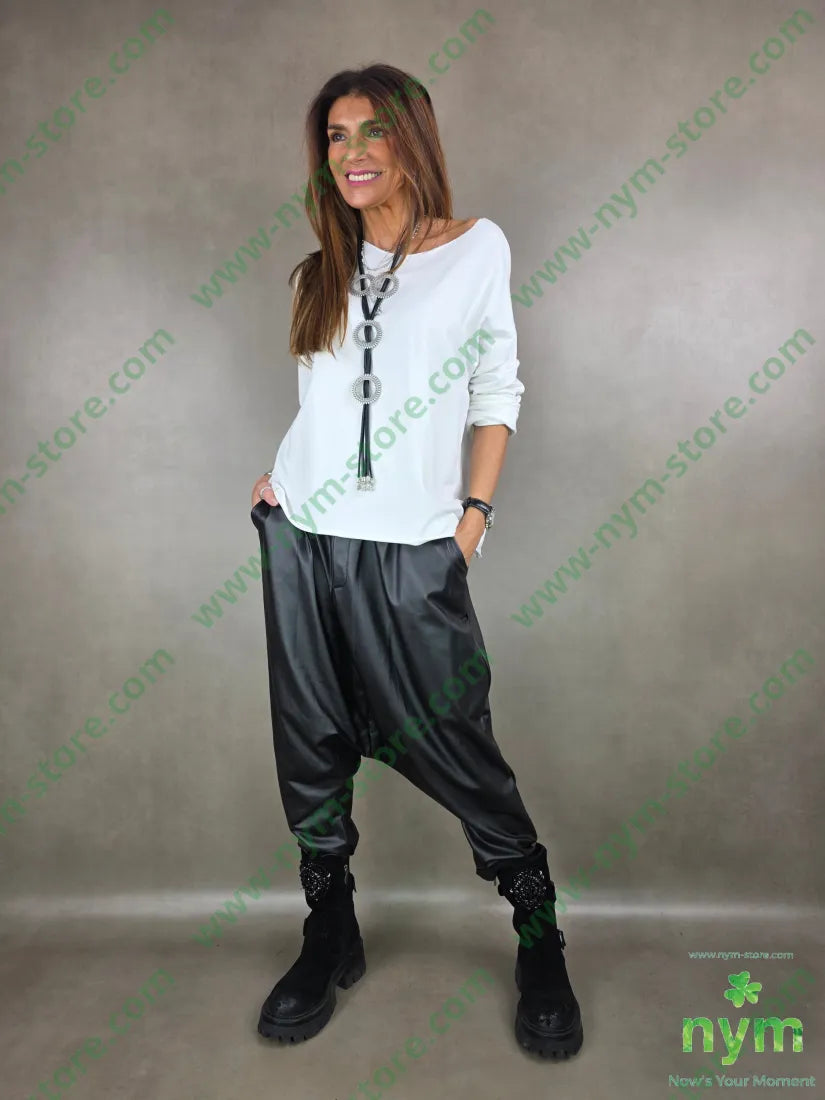 pantalone ecopelle felpato 96pl4ea U / NERO / AI25 PANTALONE