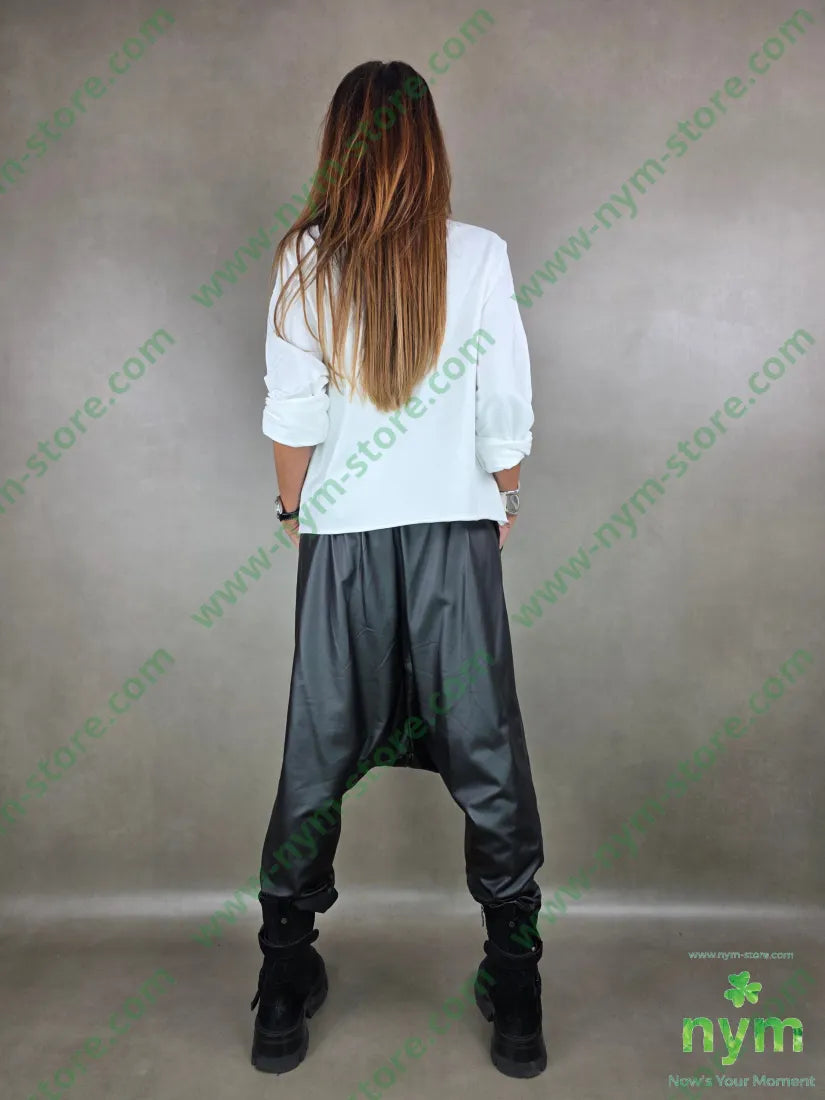 pantalone ecopelle felpato 96pl4ea U / NERO / AI25 PANTALONE