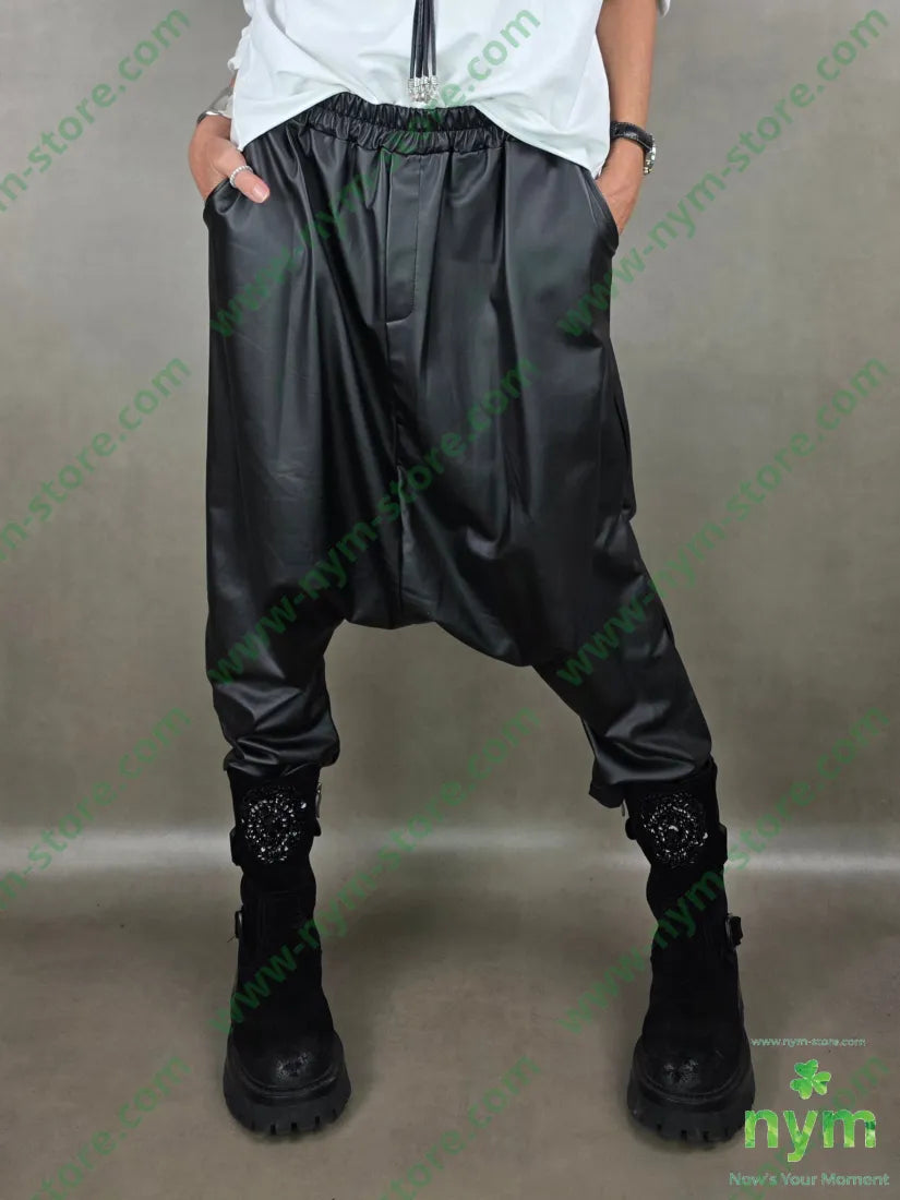 pantalone ecopelle felpato 96pl4ea U / NERO / AI25 PANTALONE