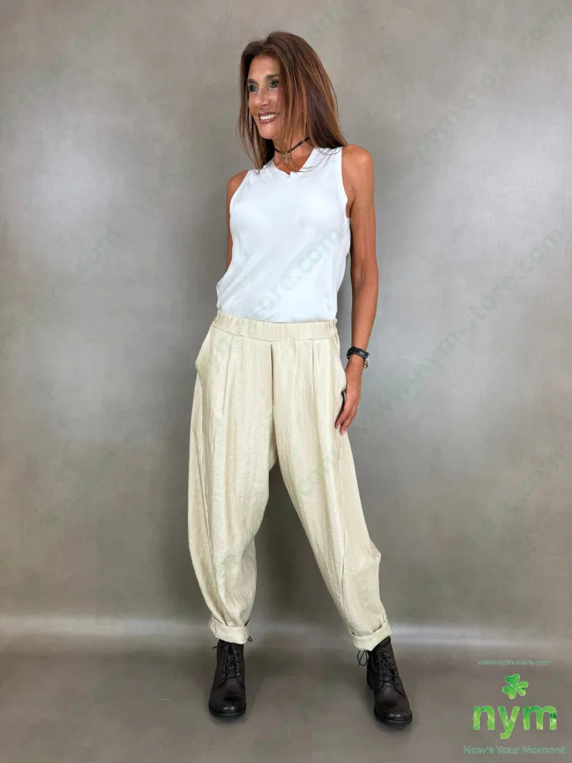 pantalone effetto perlato tasche ad asola 53vi34ny13pl - U / BEIGE / AI26 - PANTALONE