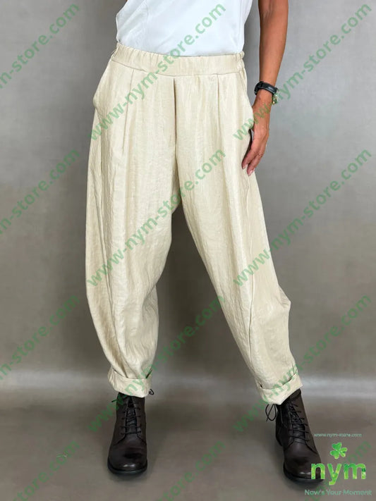 pantalone effetto perlato tasche ad asola 53vi34ny13pl - U / BEIGE / AI26 - PANTALONE