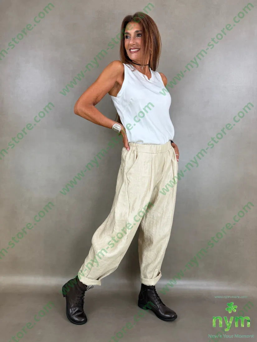 pantalone effetto perlato tasche ad asola 53vi34ny13pl - U / BEIGE / AI26 - PANTALONE