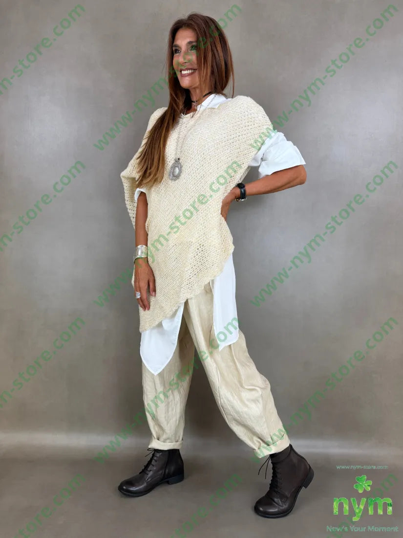 pantalone effetto perlato tasche ad asola 53vi34ny13pl - U / BEIGE / AI26 - PANTALONE