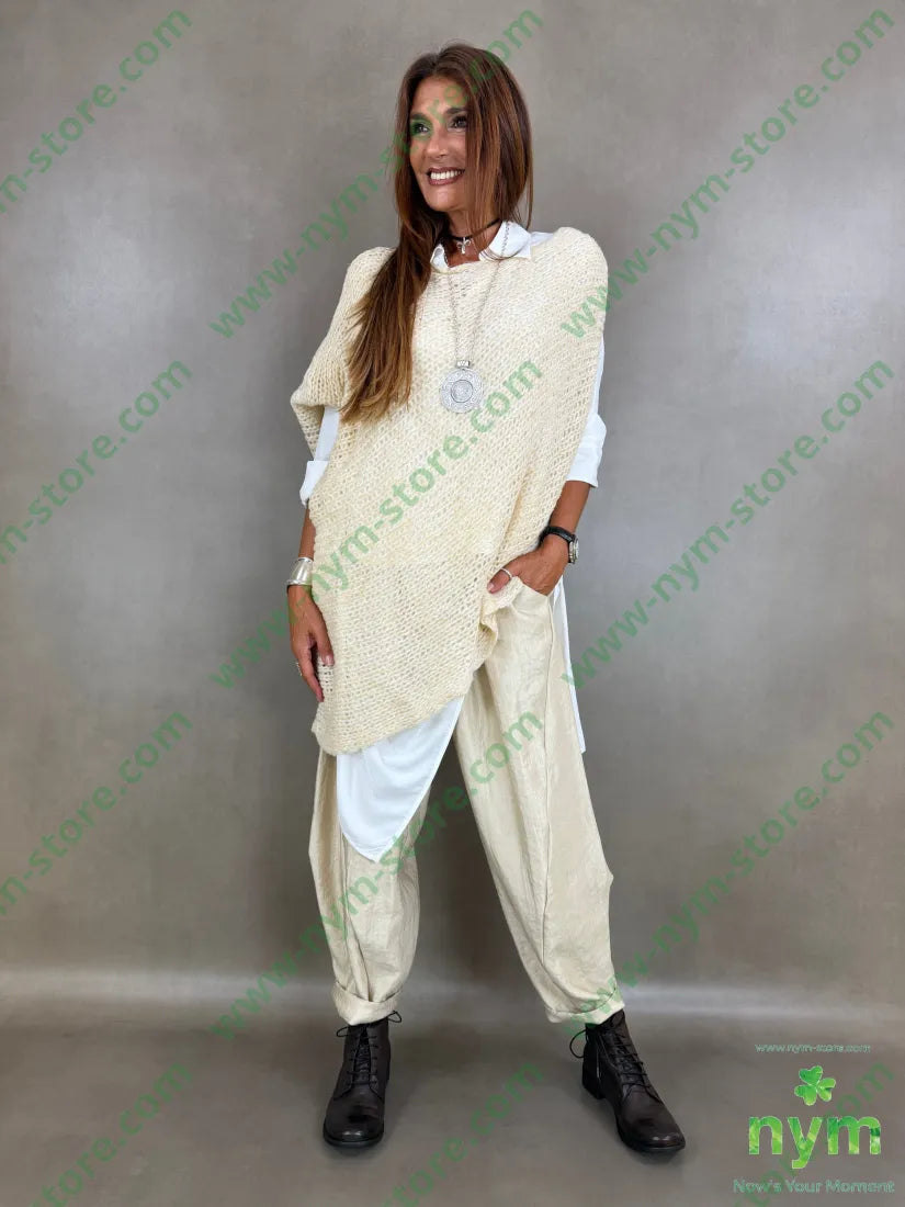 pantalone effetto perlato tasche ad asola 53vi34ny13pl - U / BEIGE / AI26 - PANTALONE