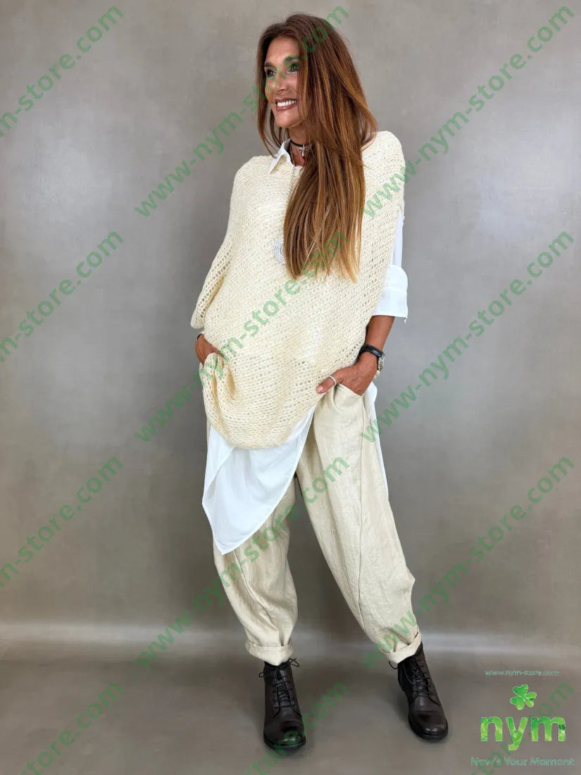 pantalone effetto perlato tasche ad asola 53vi34ny13pl - U / BEIGE / AI26 - PANTALONE